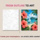 Monstera Beach Paint by Numbers for Adults, Tropical Color by Number Printable