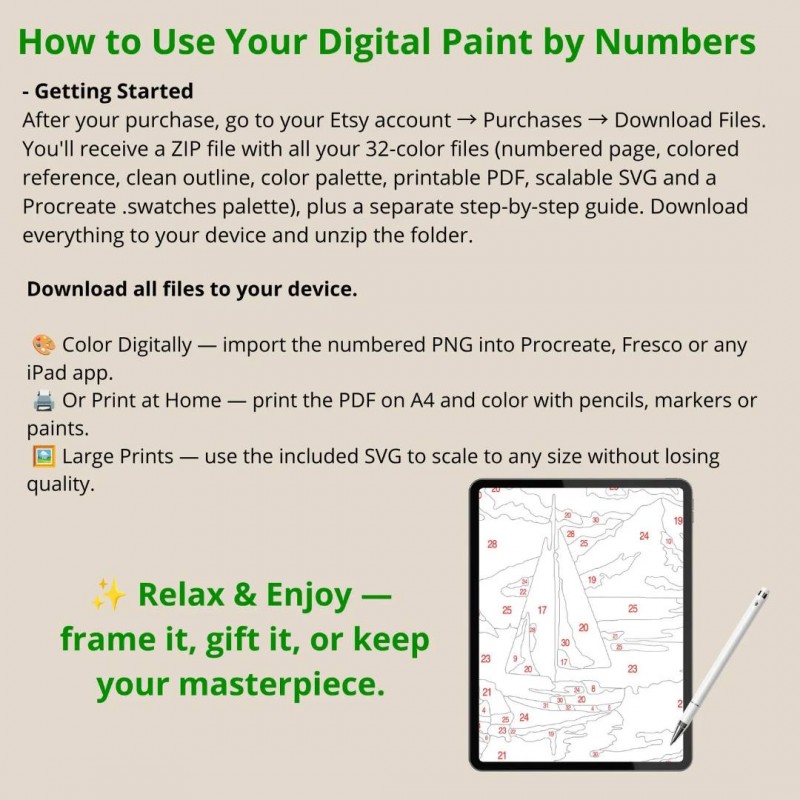 Monstera Beach Paint by Numbers for Adults, Tropical Color by Number Printable
