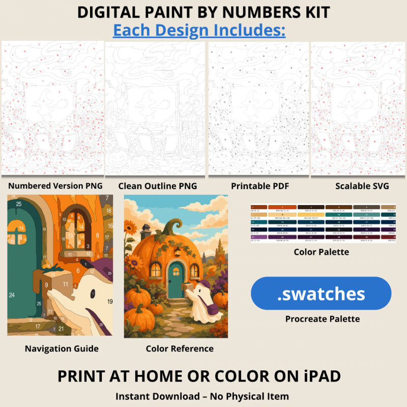 Halloween Magic - Digital Paint by Numbers Bundle Halloween Magic paint by numbers bundle - 15 digital designs