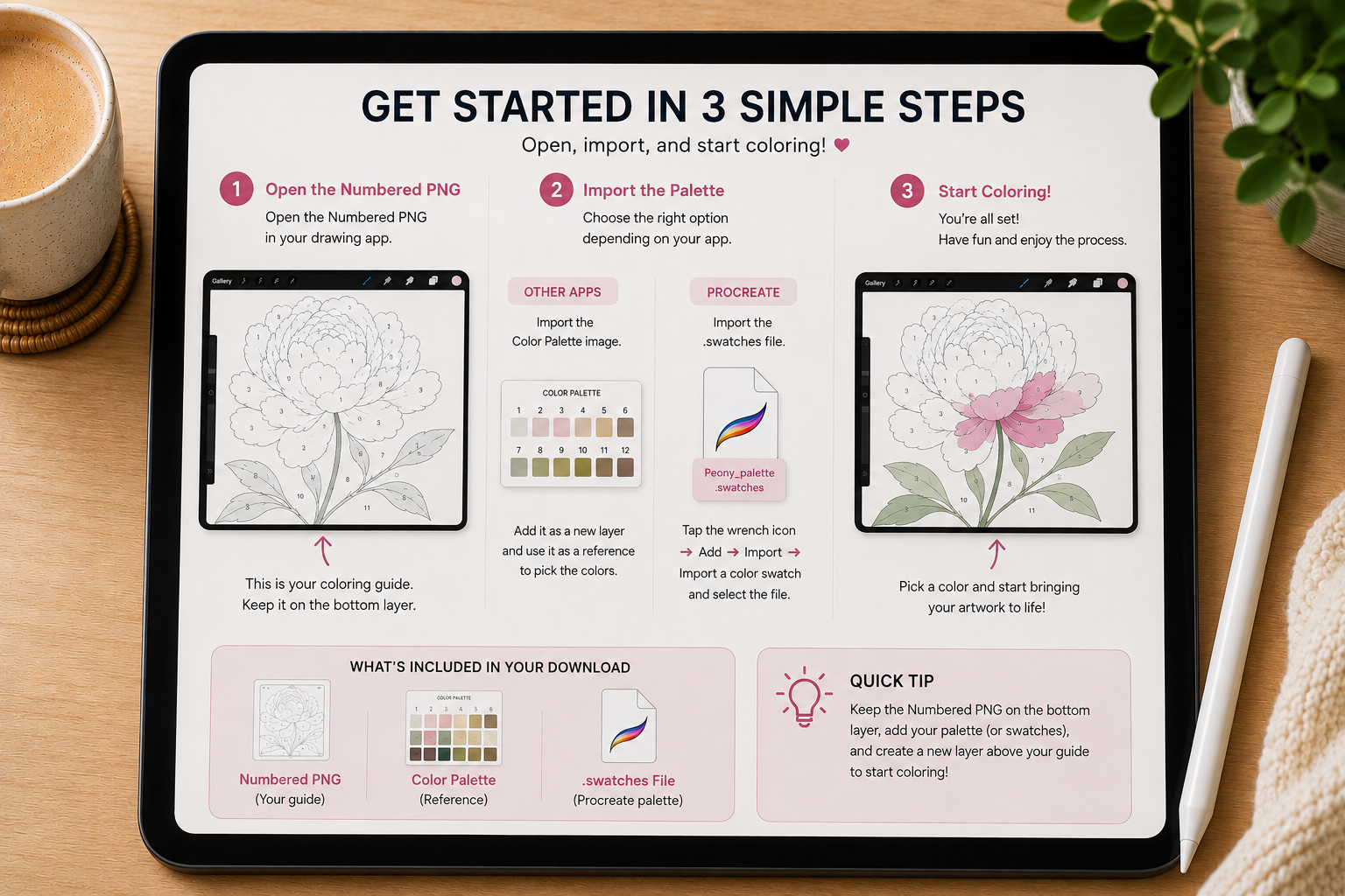 How to start digital paint by numbers with a numbered PNG and color palette